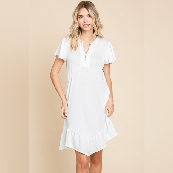 Culture Code Full Size Short Sleeve Ruffled Asymmetric Hem Dress 10010009043 - Picture 1 of 4